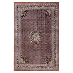 Tapis oriental XL en laine nouée à la main, style Bijar indonésien vintage, couleur brun ambré, 3,58 m x 5,49 m
