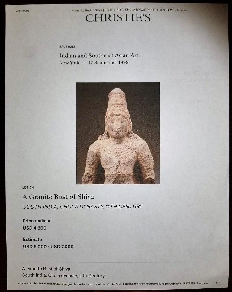 11th Century Indian Granite Bust of Shiva 4