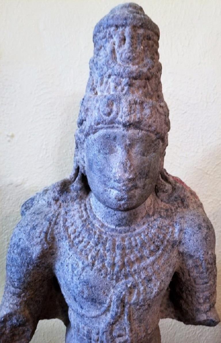 11th Century Indian Granite Bust of Shiva In Good Condition In Dallas, TX