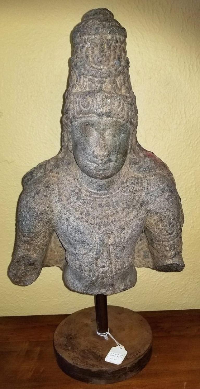 18th Century and Earlier 11th Century Indian Granite Bust of Shiva