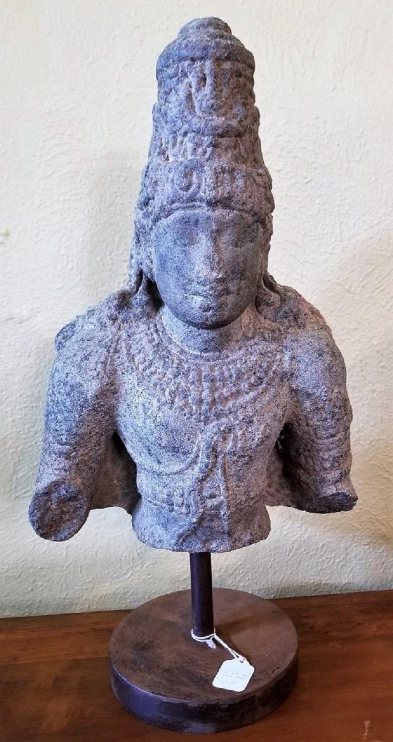 11th Century Indian Granite Bust of Shiva 1
