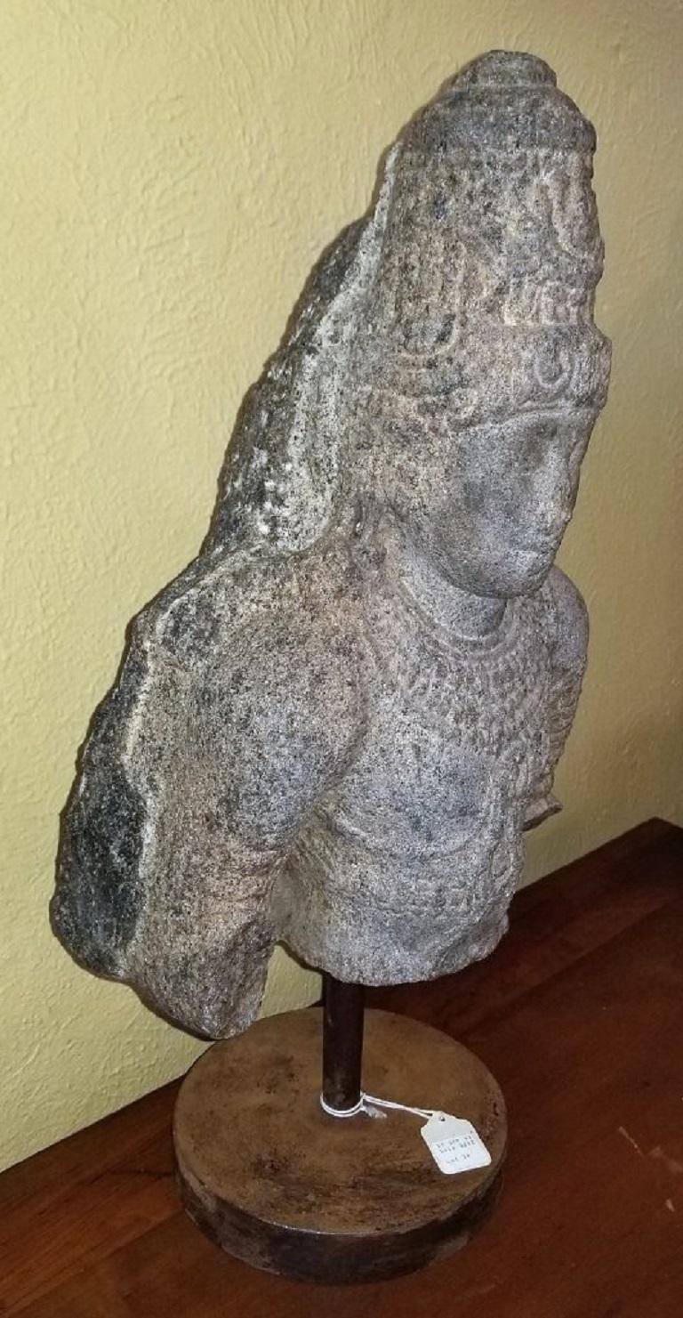 11th Century Indian Granite Bust of Shiva 2