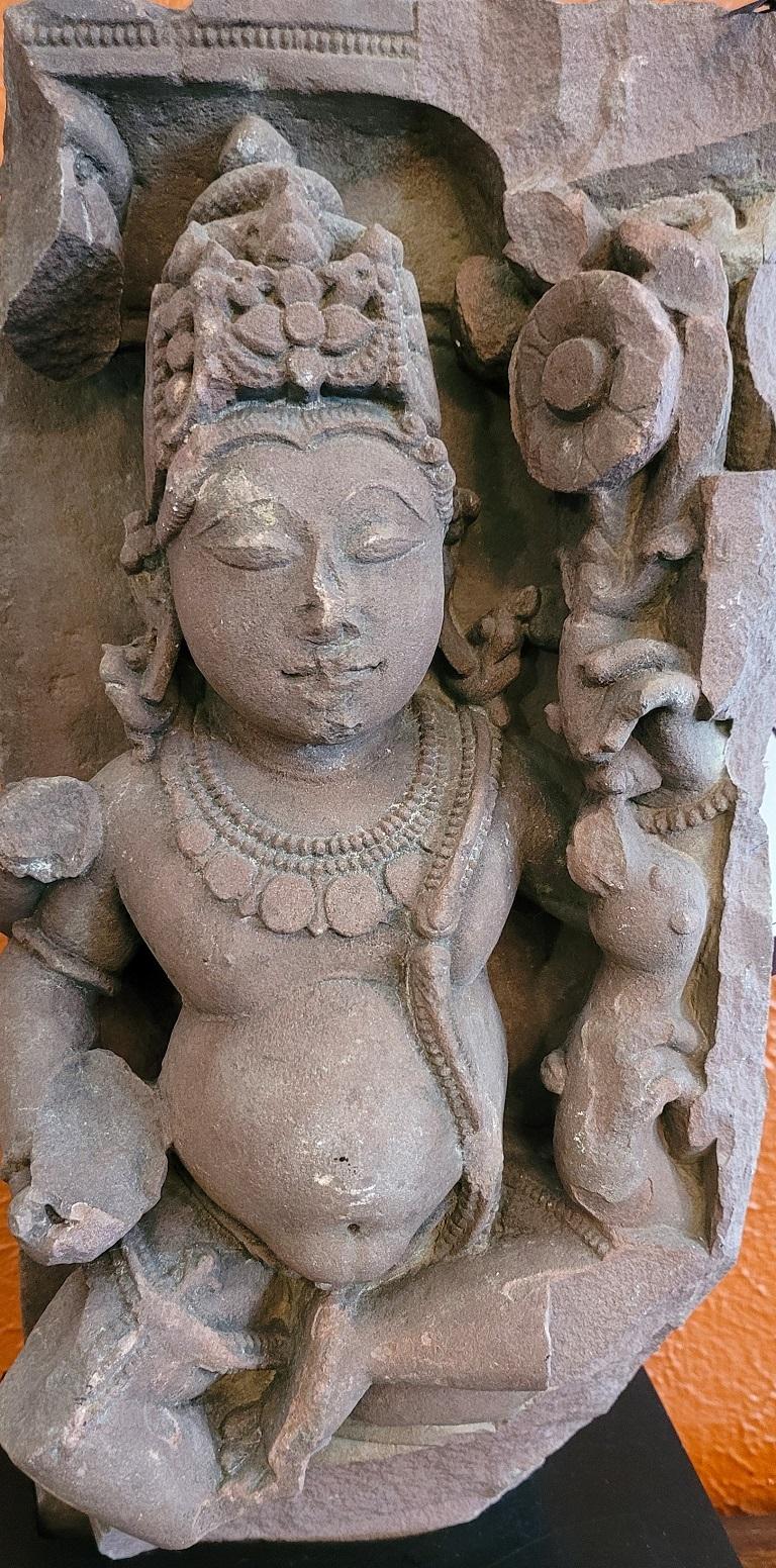 11C Red Sandstone Pot Bellied Vishnu Carving For Sale 5