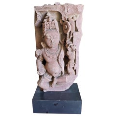 11C Red Sandstone Pot Bellied Vishnu Carving