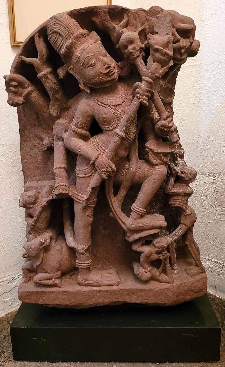 11C Shiva Tripurantaka Red Sandstone Relief For Sale 3