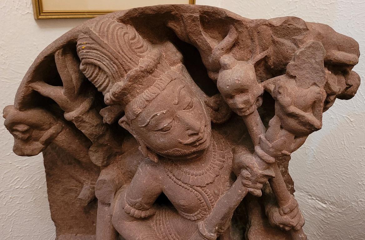 11C Shiva Tripurantaka Red Sandstone Relief For Sale 1