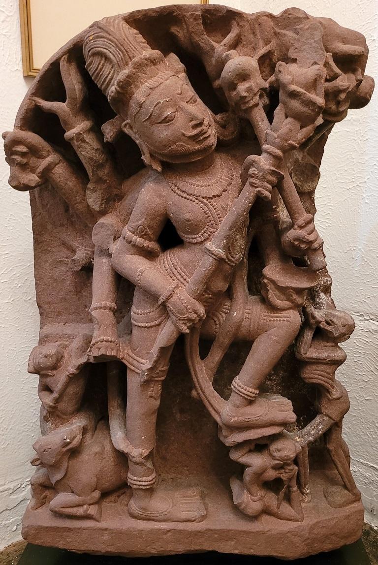 11C Shiva Tripurantaka Red Sandstone Relief For Sale 2