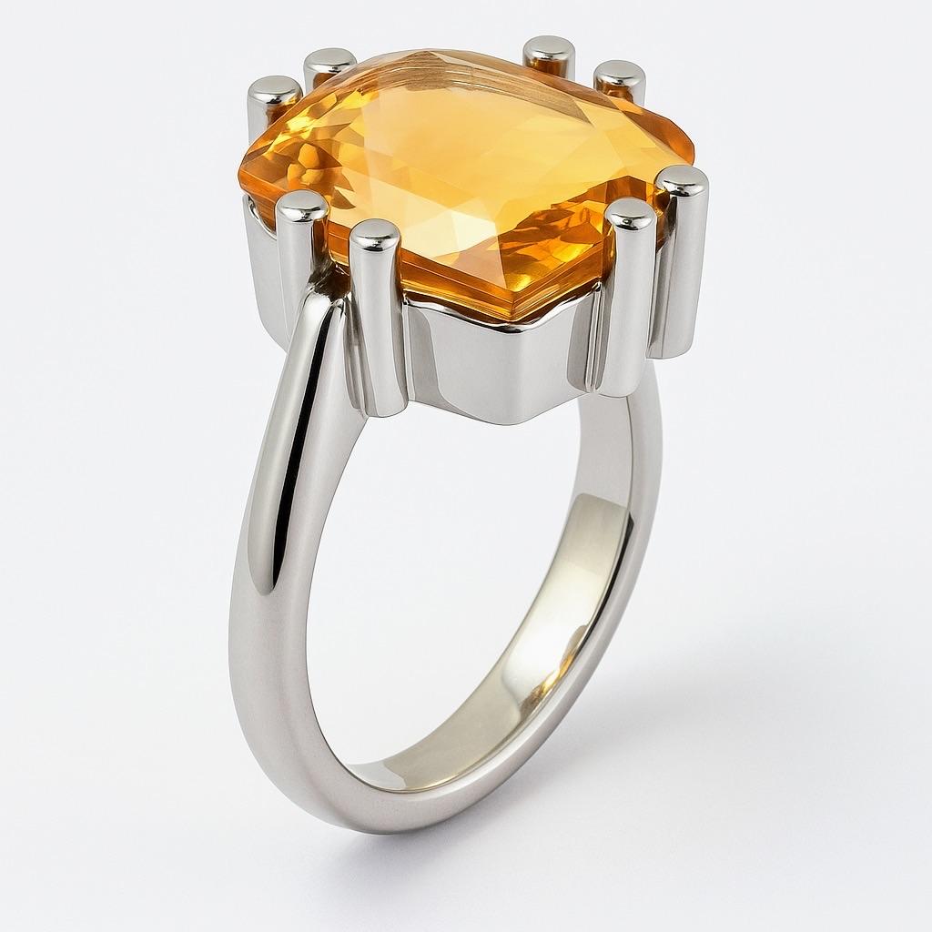 11ct Cushion Cut Natürliche keine Hitze Citrin Ring (Kissenschliff) im Angebot