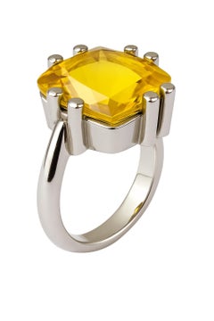 Bague citrine naturelle sans chaleur, taille coussin, 11ct