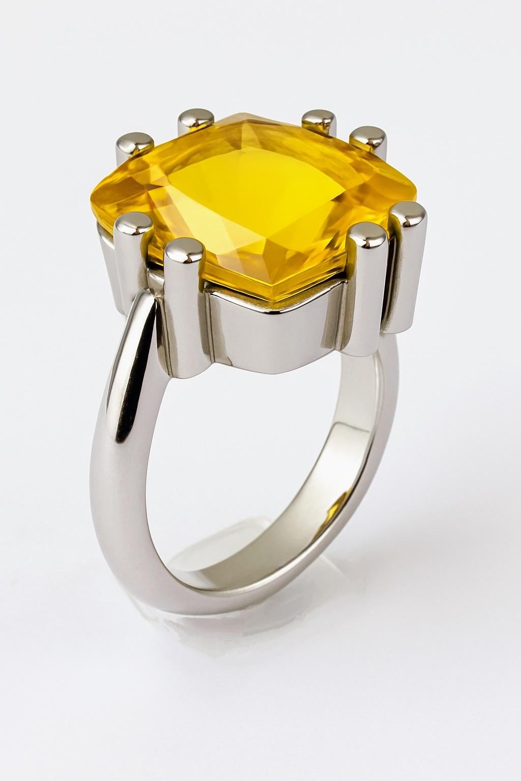 11ct Cushion Cut Natürliche keine Hitze Citrin Ring im Zustand „Neu“ im Angebot in Lanham, MD