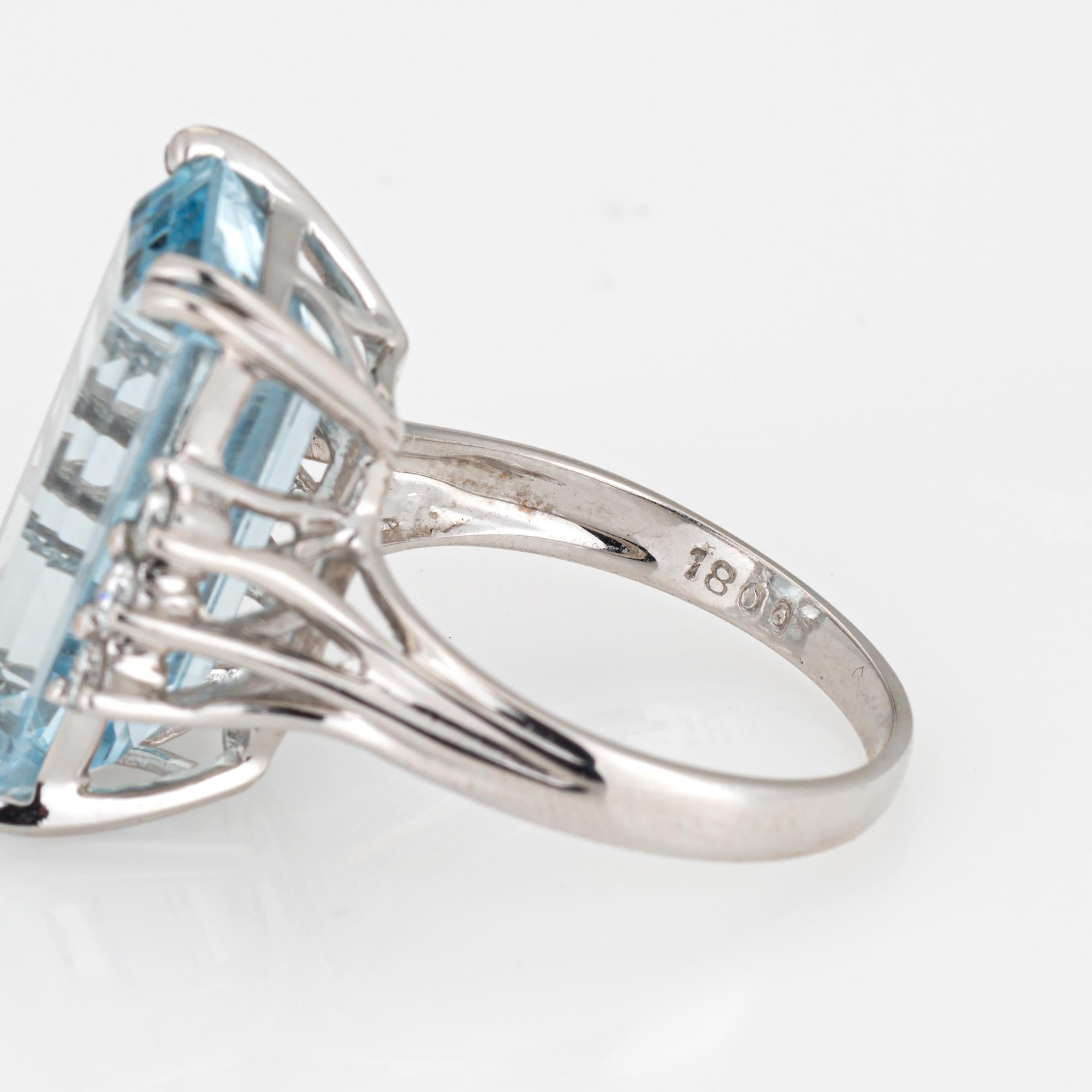 11ct Elongated Aquamarine Diamond Ring Vintage 14k White Gold Sz 6.25 Jewelry 1