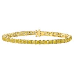 11ct Fancy Yellow Cushion Cut Diamond Tennis Bracelet