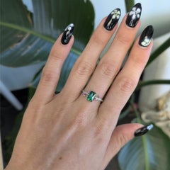 1.1Ct Indicolite Tourmaline Ring with Pink Sapphire Accents: Solid 14K Gold