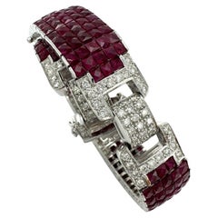 11ct Bracciale invisibile con diamanti e rubini di sangue di piccione 18 carati