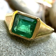 1.1ct Natural Zambian Emerald Solitaire Ring in 18K Yellow Gold by Eytan Brandes