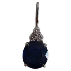 Art Deco 1.1ct Unheated Blue Sapphire & Diamond Pendant, 18k Gold