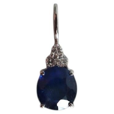 Ciondolo Art Déco con zaffiro blu non trattato da 1,1 carati e diamanti, in oro 18 carati in vendita