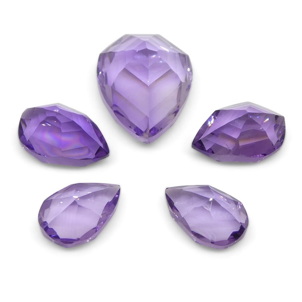 11ct Pear Amethyst 'Bridget' Fantasy/Fancy Cut Set For Sale 2