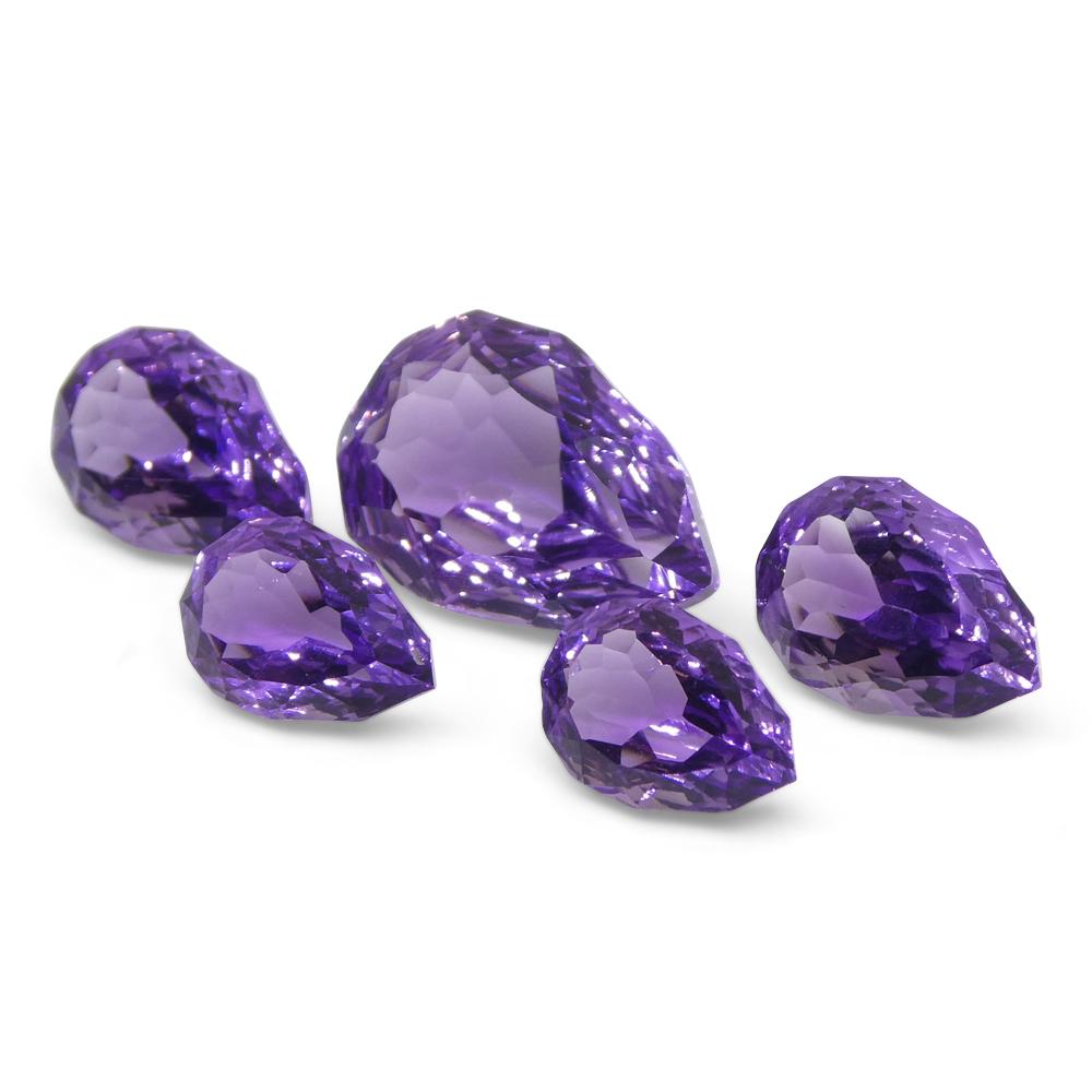 11ct Pear Amethyst 'Hypatia' Fantasy/Fancy Cut Set For Sale 5