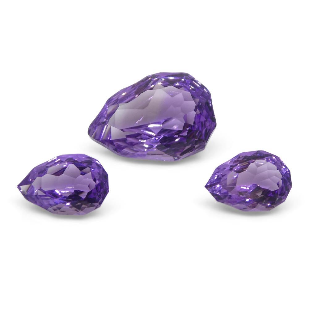 da uomo o donna Set di ametiste a pera 11ct 'Hypatia' con taglio fantasy/di fantasia in vendita