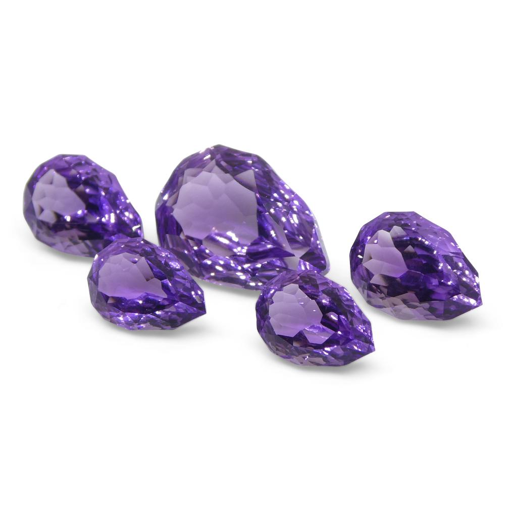 Brilliant Cut 11ct Pear Amethyst 'Hypatia' Fantasy/Fancy Cut Set For Sale