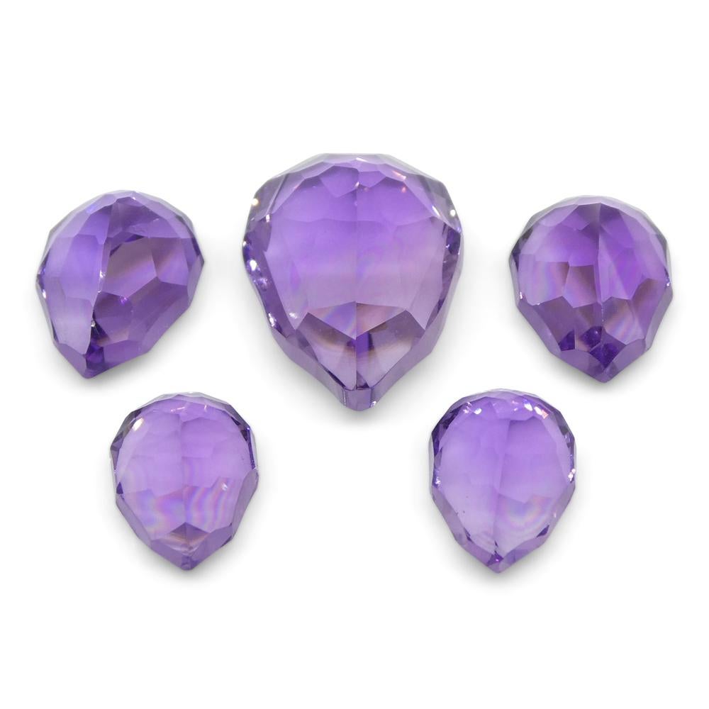 Set di ametiste a pera 11ct 'Hypatia' con taglio fantasy/di fantasia in vendita 2