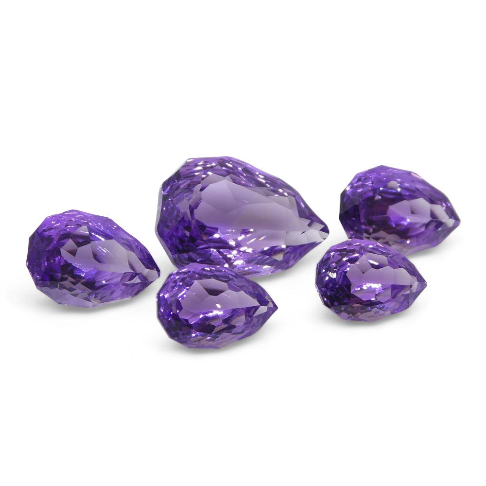 11ct Pear Amethyst 'Hypatia' Fantasy/Fancy Cut Set For Sale 1