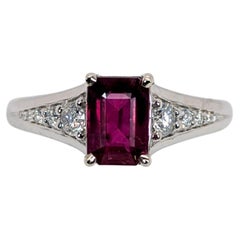 1.1ct Ruby Engagement Ring w Natural Diamond Accents in Solid 14K White Gold
