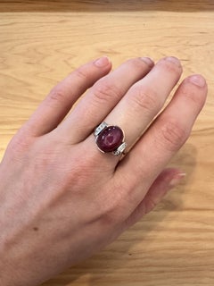 11ct Statement Ruby Ring w Natural Diamonds in Solid 14K Dual Gold  OV 13x10mm