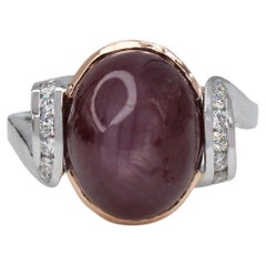 11ct Statement Ruby Ring w Natural Diamonds in Solid 14K Dual Gold  OV 13x10mm