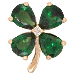 1.1Ct Tsavorite Pendant with Earth Mined Diamond Accents: Solid 14K Gold, 5x4mm