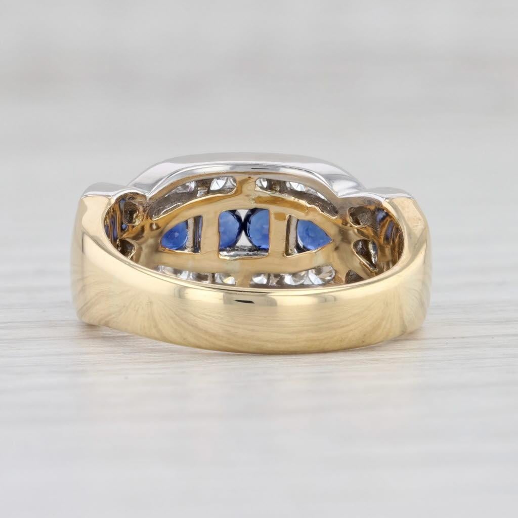Women's 1.1ctw Blue Sapphire White Diamond Ring 18k Gold Platinum Size 5.5 For Sale