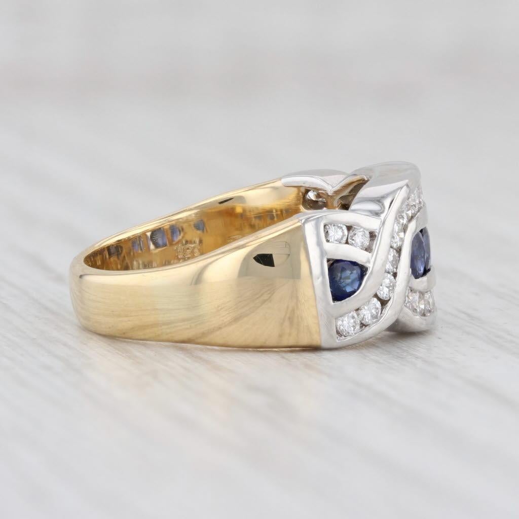 1.1ctw Blue Sapphire White Diamond Ring 18k Gold Platinum Size 5.5 For Sale 1