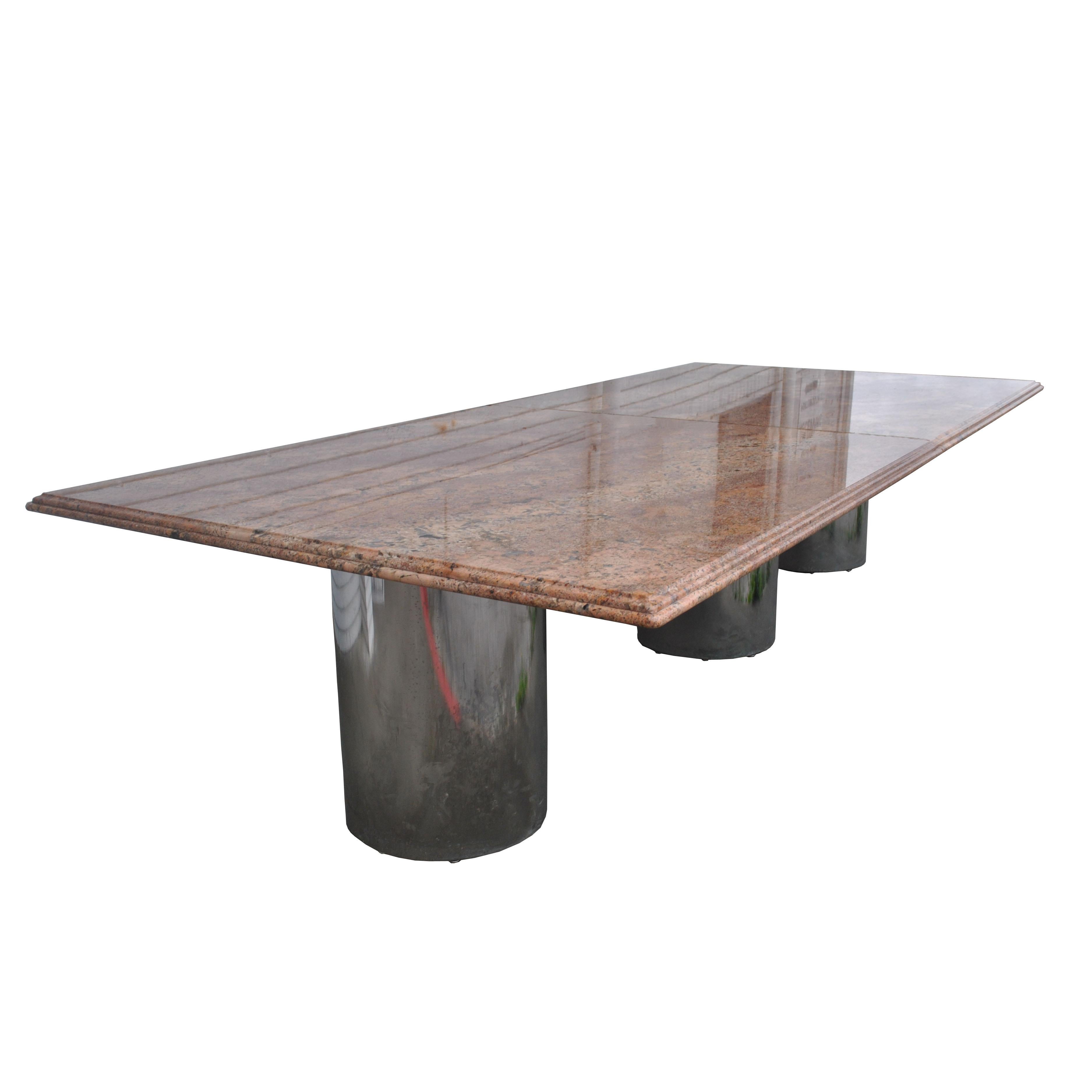 Unknown 11ft Modern Granite Chrome Conference Table