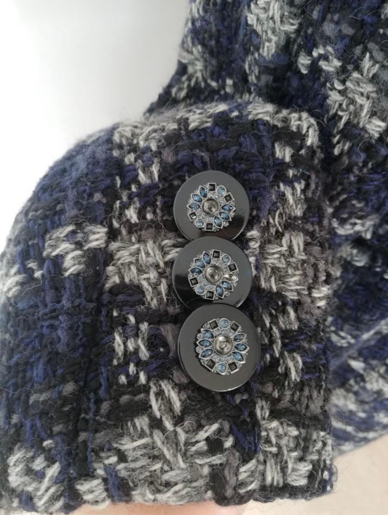 Women's or Men's 11K$ Paris / Cosmopolite CC Jewel Buttons Tweed Coat