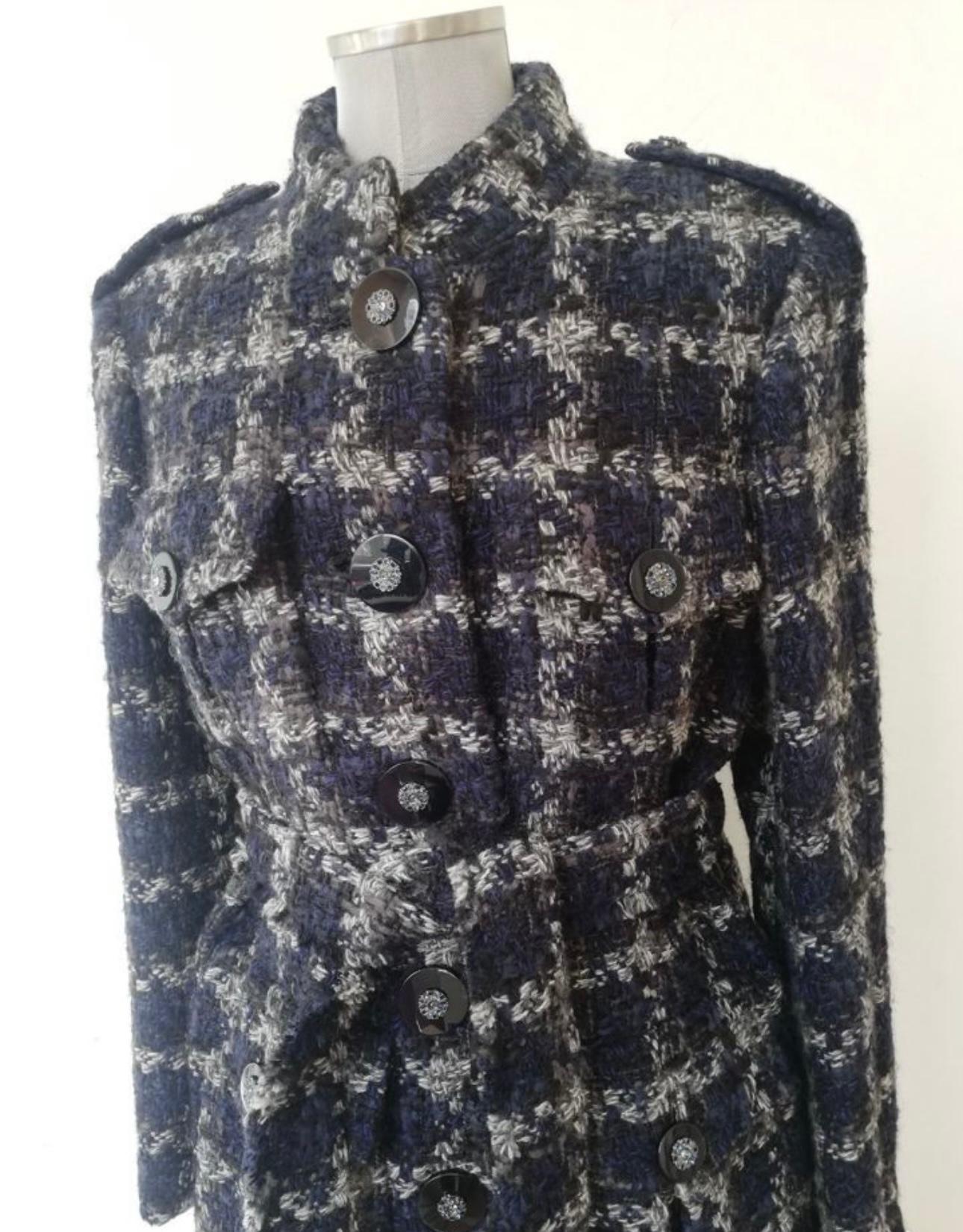 11K$ Paris / Cosmopolite CC Jewel Buttons Tweed Coat For Sale 3
