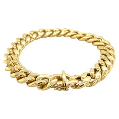 14K Yellow Gold Flat Miami Cuban Link Chain Bracelet with Box Closure