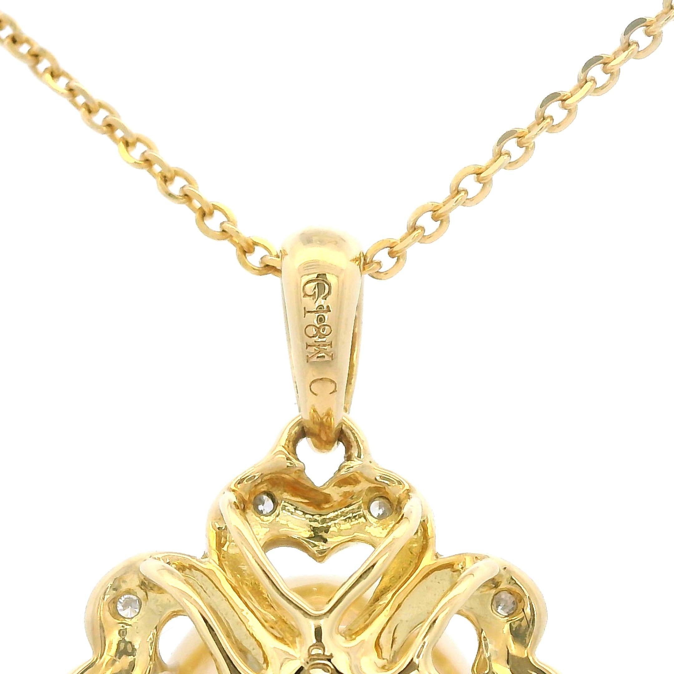 Women's 11mm Gold South Sea Pearl Diamond Pendant in 18 Karat Yellow Gold For Sale