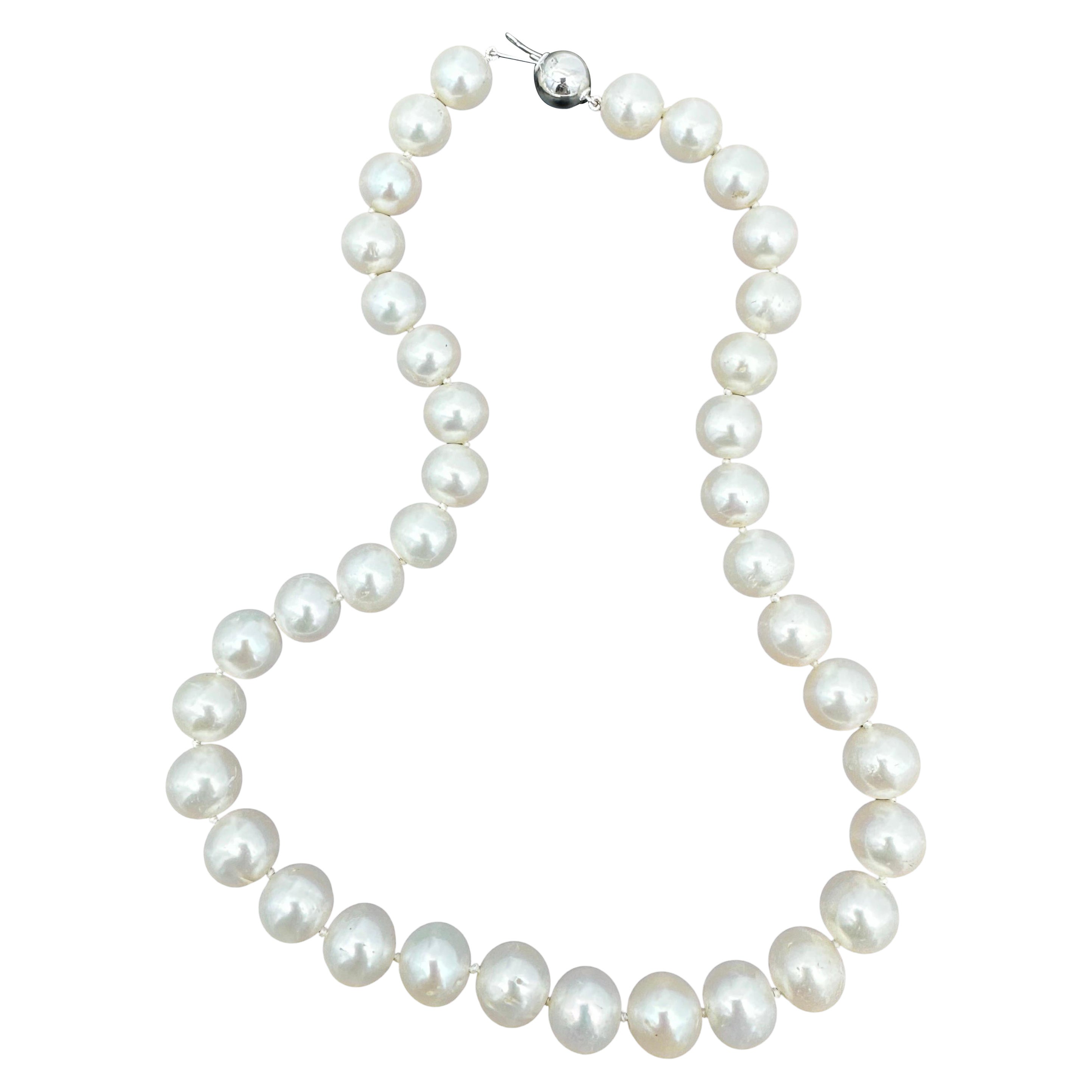 11mm Jumbo Perlen Strang 18" Halskette Perlen 14 Karat Weißgold