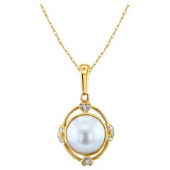 11MM Mabe Pearl With Diamond Accent Necklace