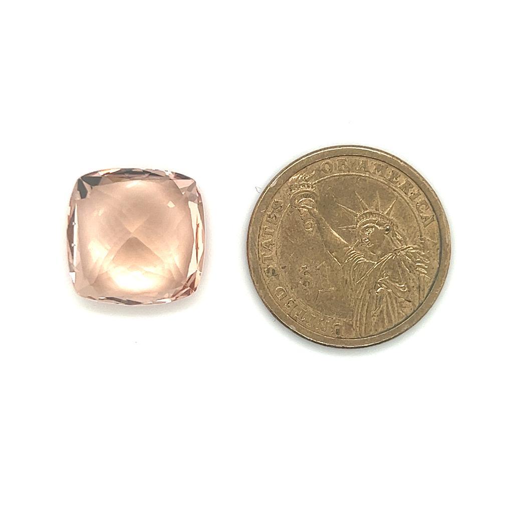 Natural Peach Morganite Cushion Shape 21.77 Cts Loose Gemstone Morganite  In New Condition For Sale In New York, NY