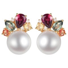 11Mm South Sea Pearl and Fancy Sapphire in 18K gold-plated sterling silver