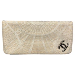 11P Chanel Silver Grey Large Sequin Flap Clutch