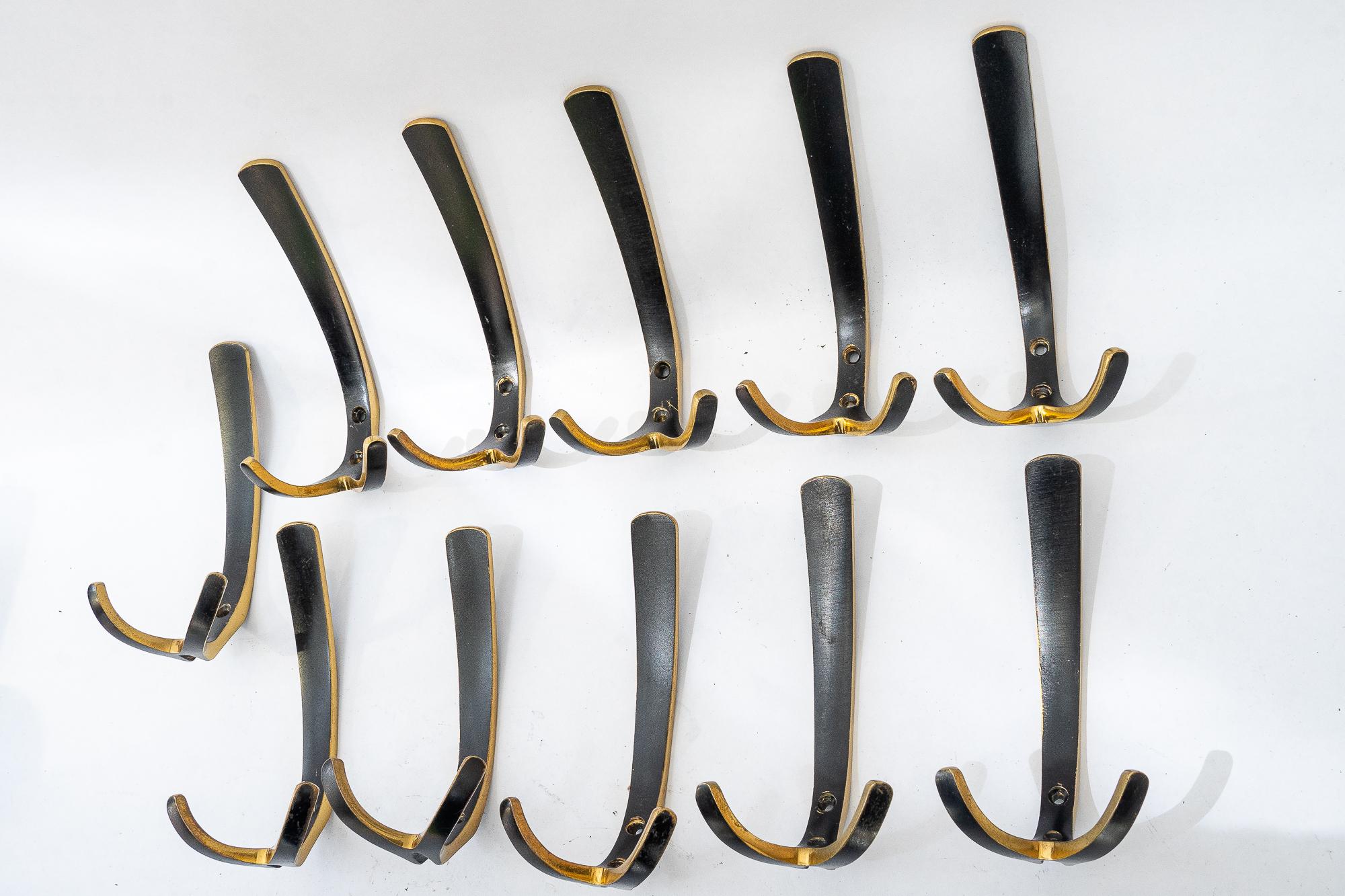 11x Brass Wall Hooks, circa 1950s by Hertha Baller
Original condition