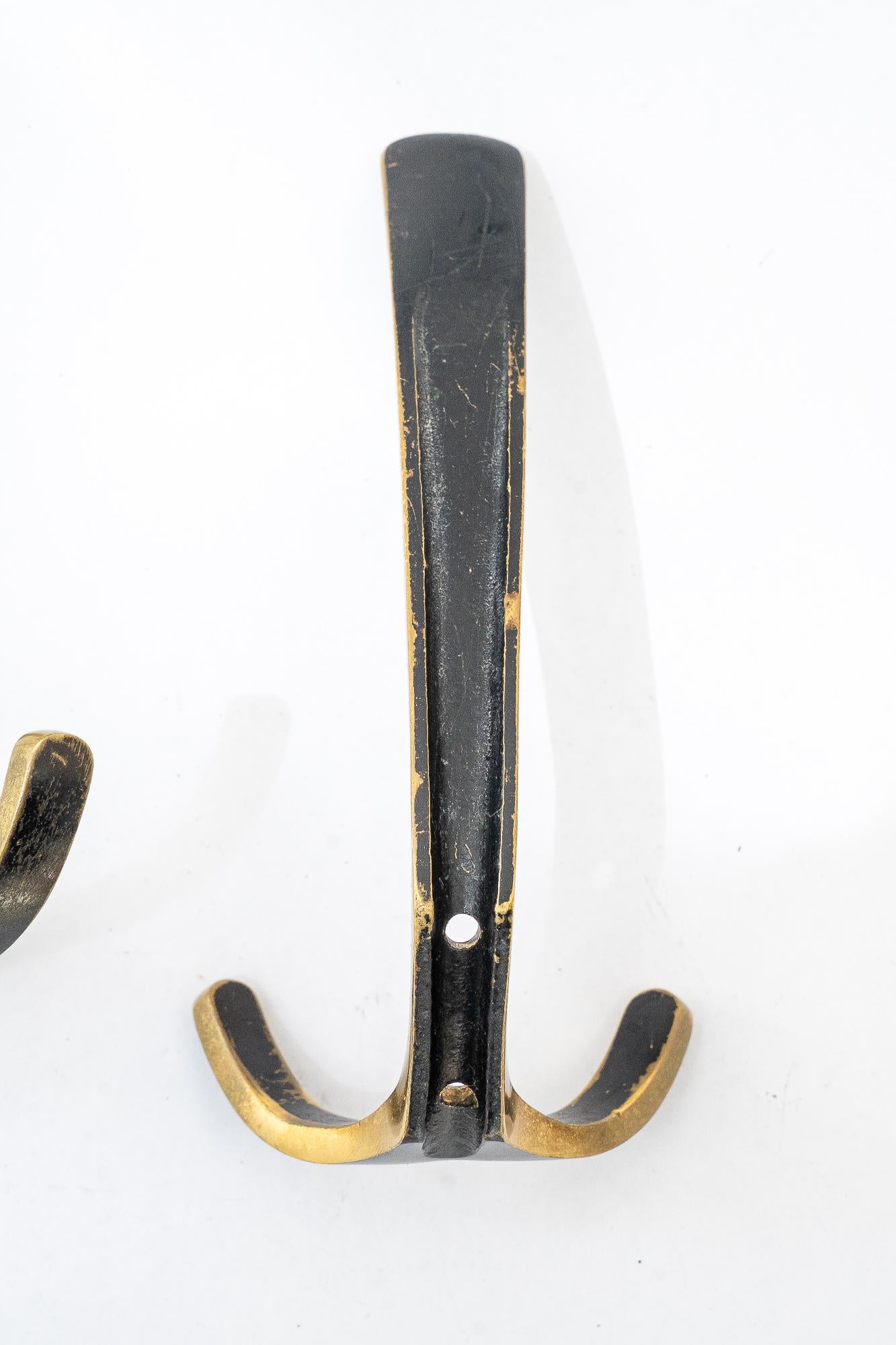 11x Brass Wall Hooks, circa 1950s by Hertha Baller In Good Condition For Sale In Wien, AT