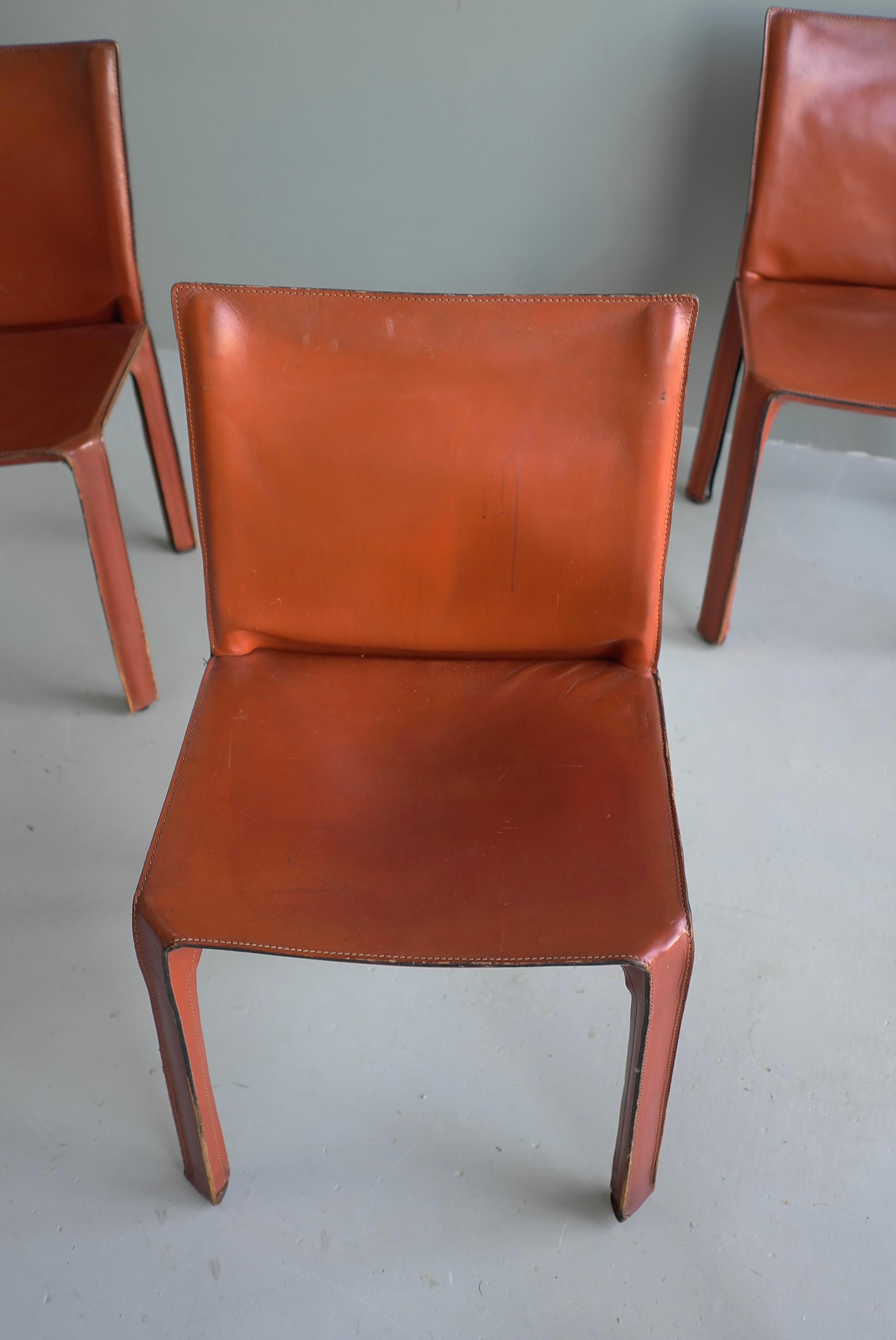 11x Leather 412 Cab Chairs by Mario Bellini for Cassina, Italy 4