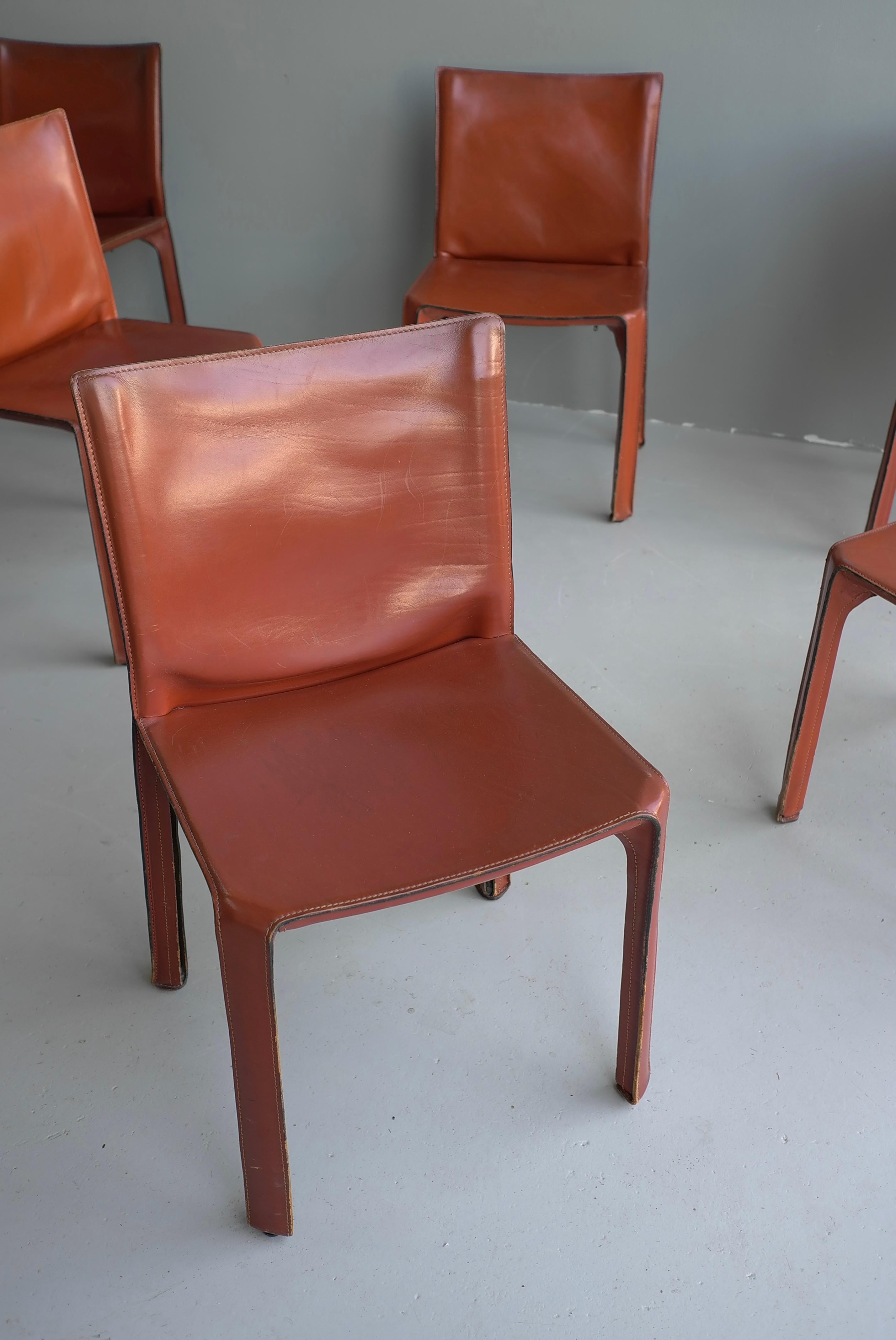 11x Leather 412 Cab Chairs by Mario Bellini for Cassina, Italy 5
