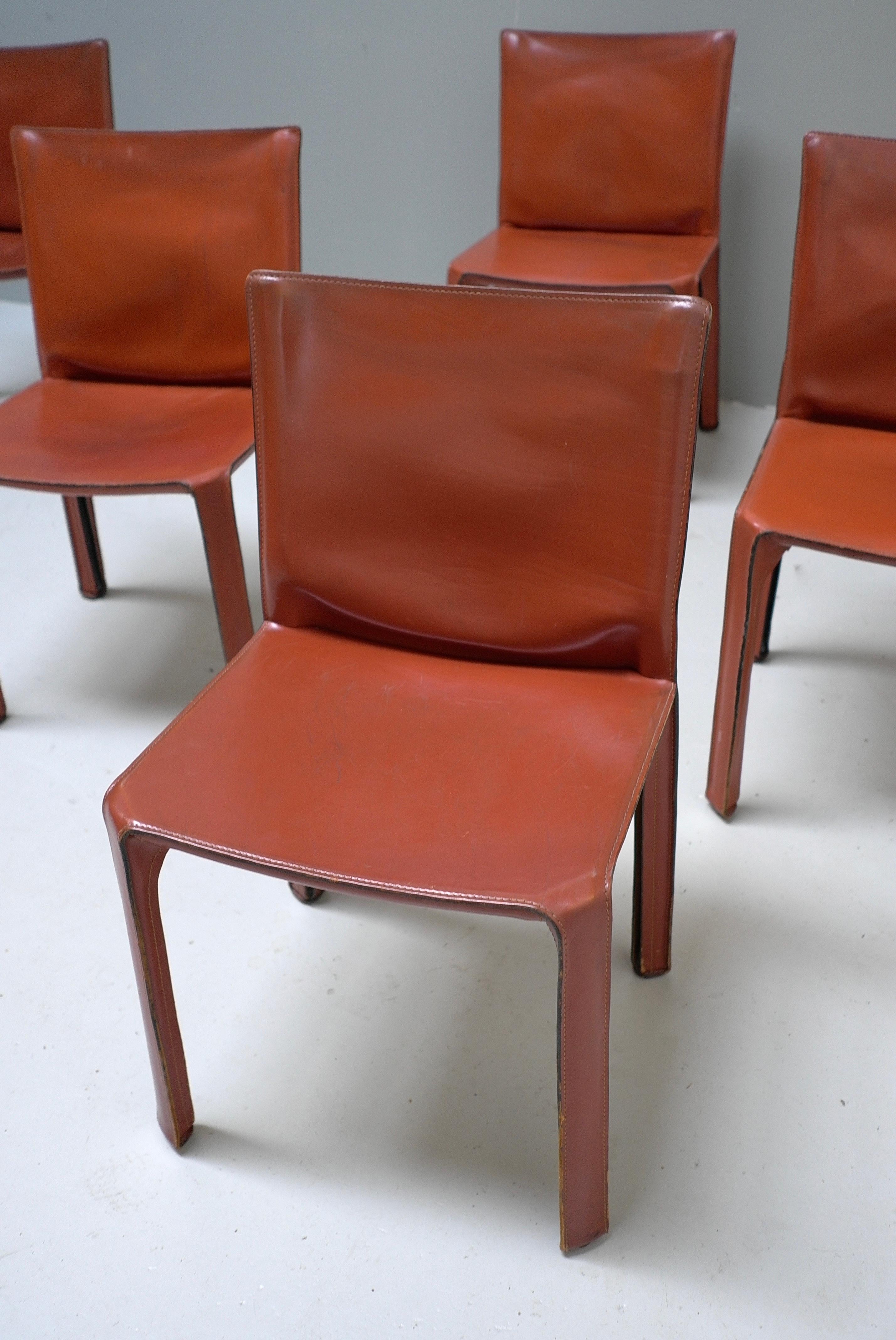 11x Leather 412 Cab Chairs by Mario Bellini for Cassina, Italy 7