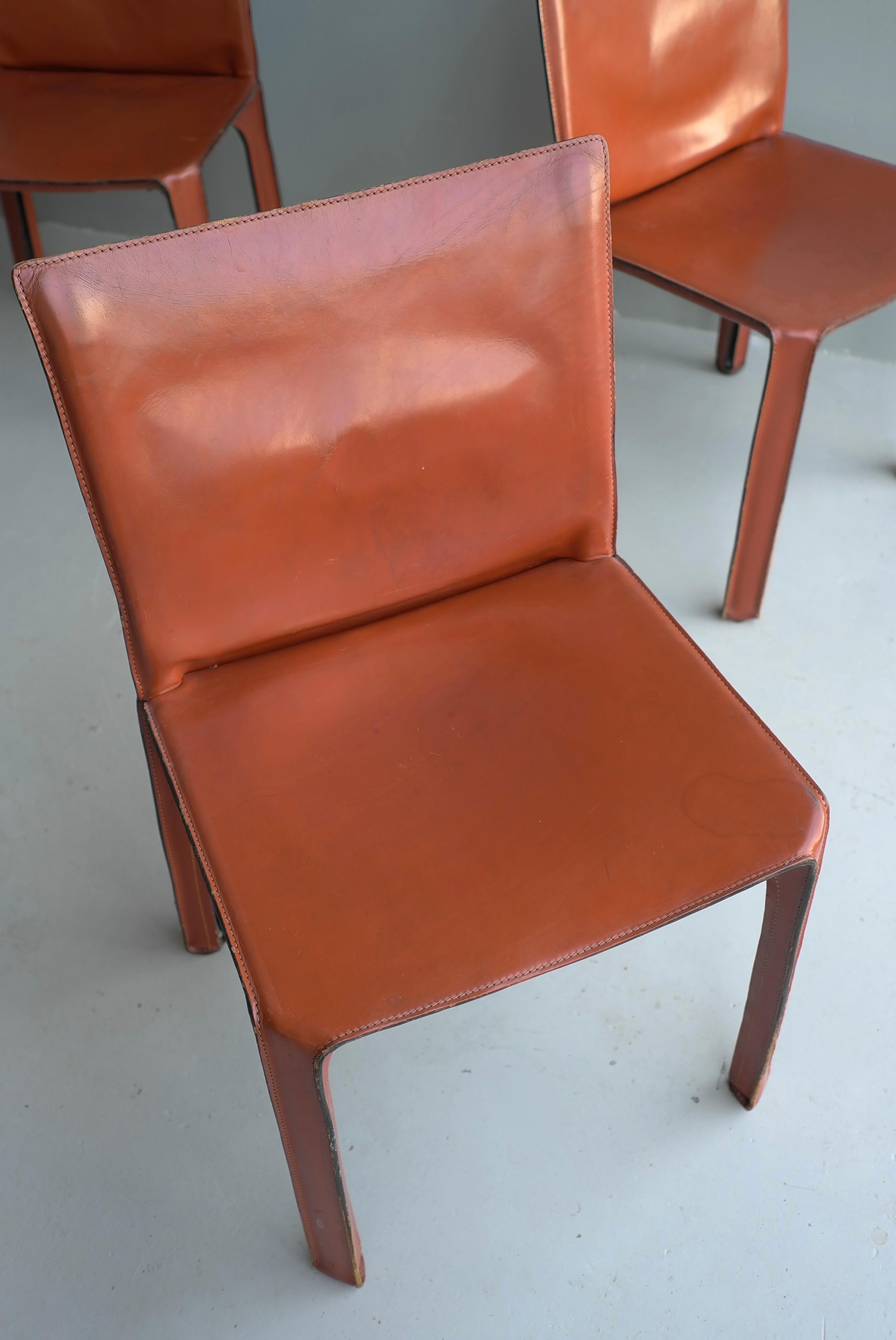 11x Leather 412 Cab Chairs by Mario Bellini for Cassina, Italy In Good Condition In Den Haag, NL