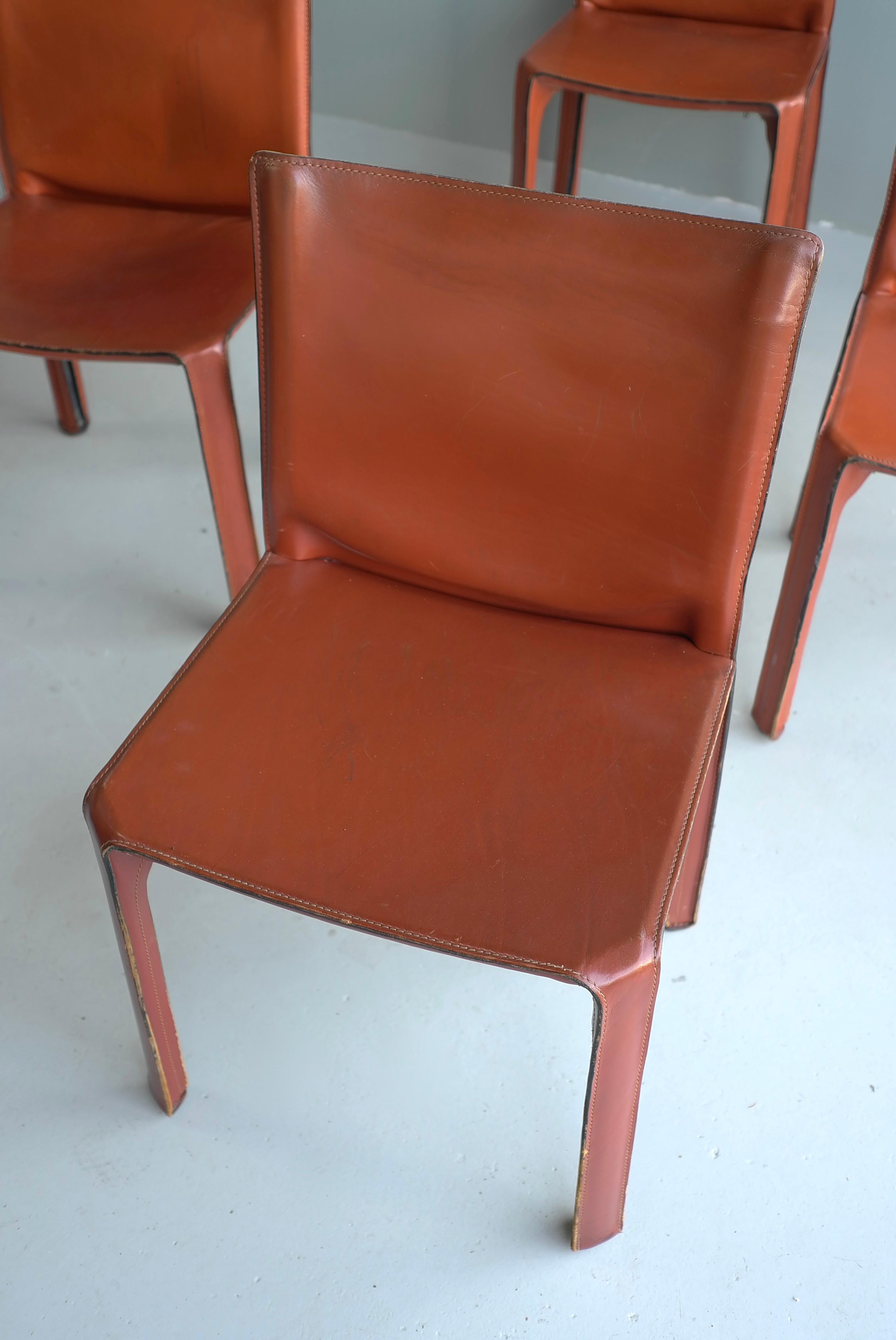 11x Leather 412 Cab Chairs by Mario Bellini for Cassina, Italy 1